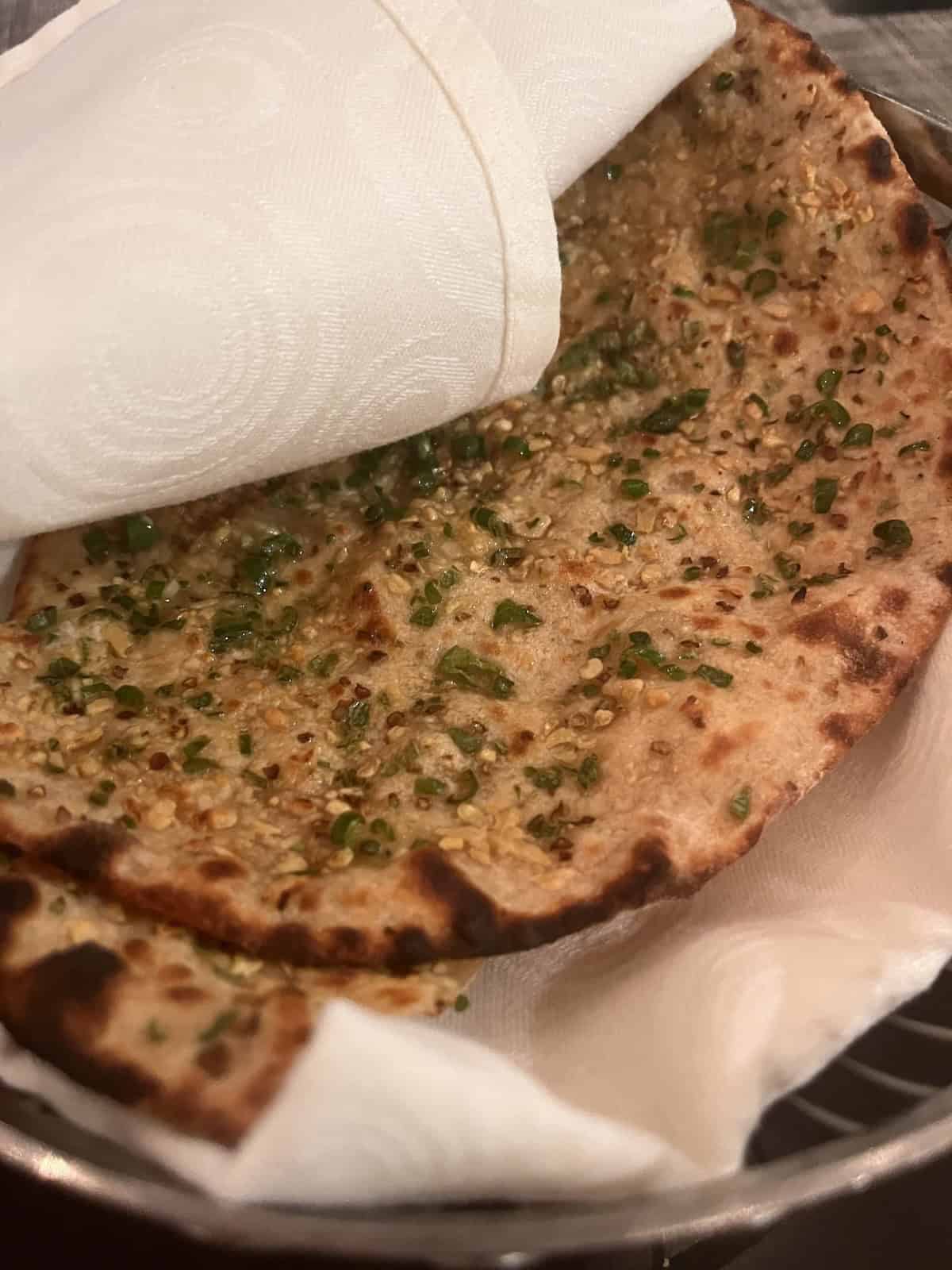 Bullet paratha at Punjab Grill restaurant at Marina Bay Sands Singapore.