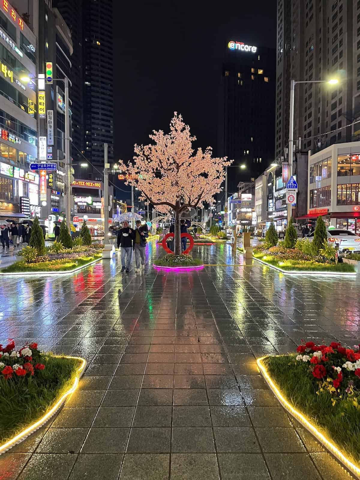 The main road outside Haeundae Market, Busan, South Korea.