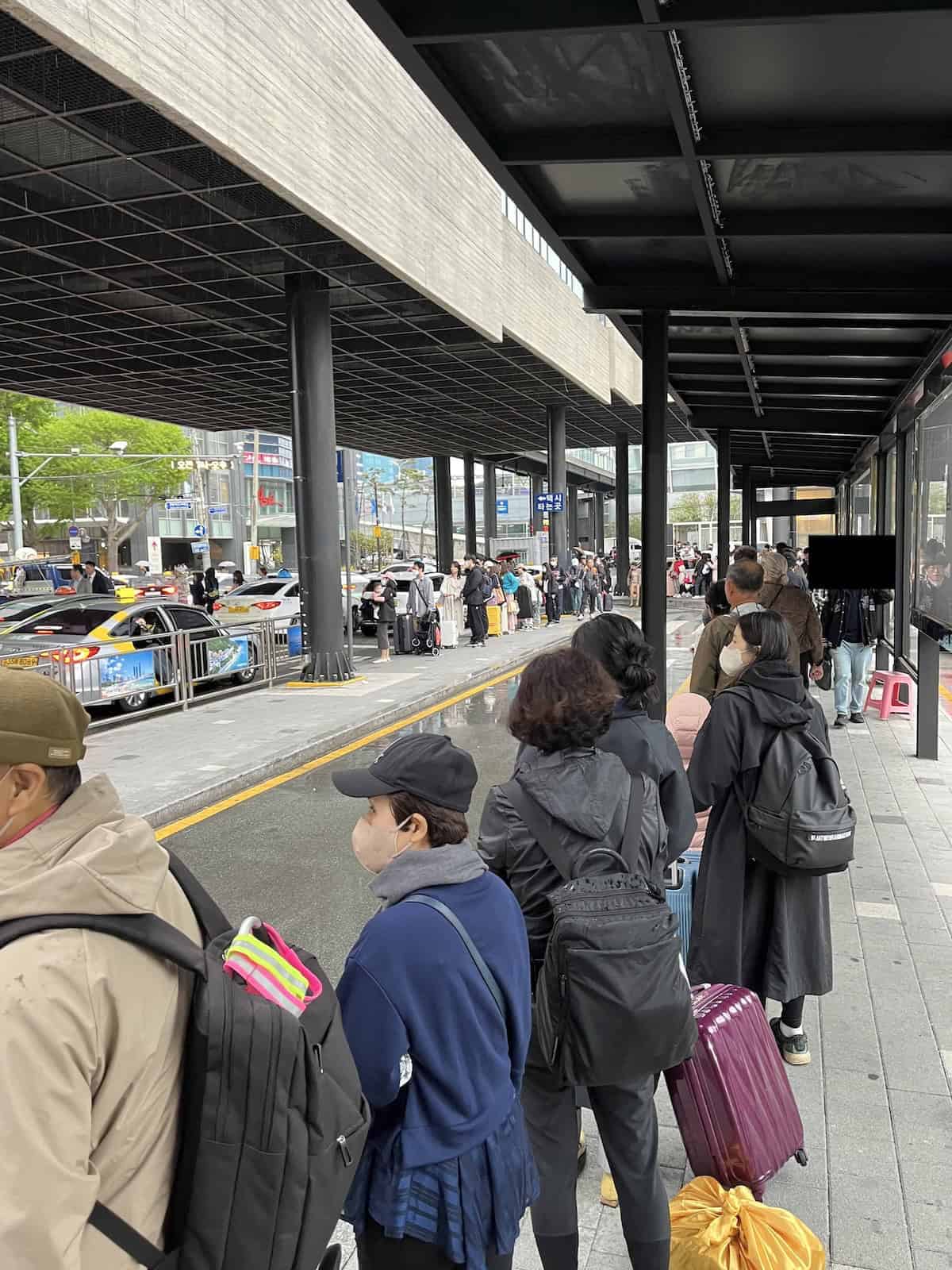 Taxi queue at Busan Station.