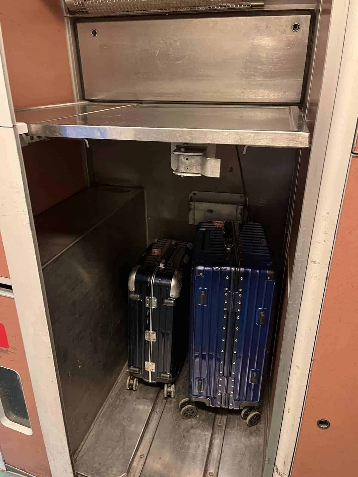 Luggage rack on the KTX train to Busan, economy cabin.