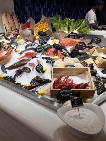 The seafood counter at milos Estiatorio.