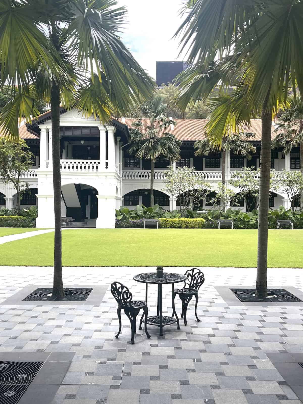 The grounds of Raffles Hotel Singapore.